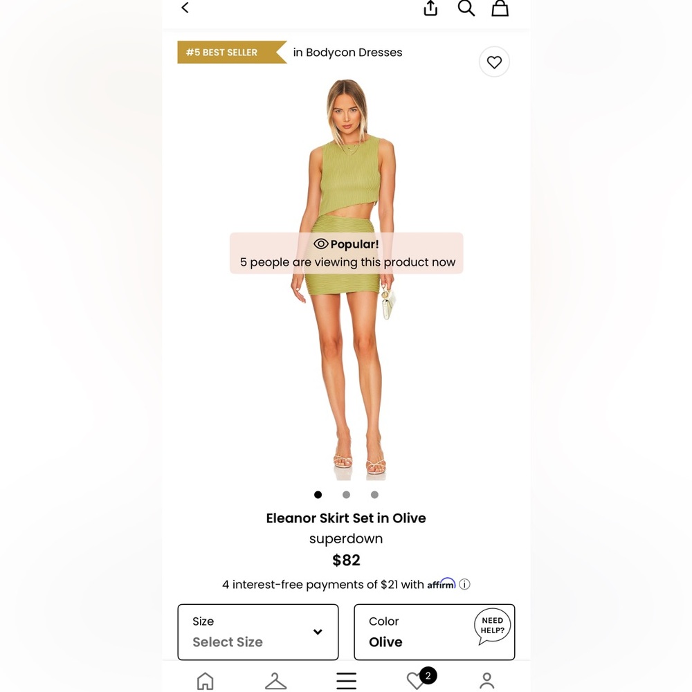 Superdown Olive Two-Piece Set